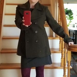 Olive Green Double Breasted Pea Coat - Old Navy